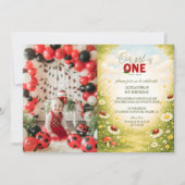 Photo Whimsical Garden Lady Bug 1st Birthday Einladung (Vorderseite)