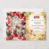 Photo Whimsical Meadow Lady Bug 1st Birthday Einladung (Vorderseite)