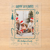 Photo Whimsical Quirky Doodle Holiday Acryleinladungen (Vorderseite)