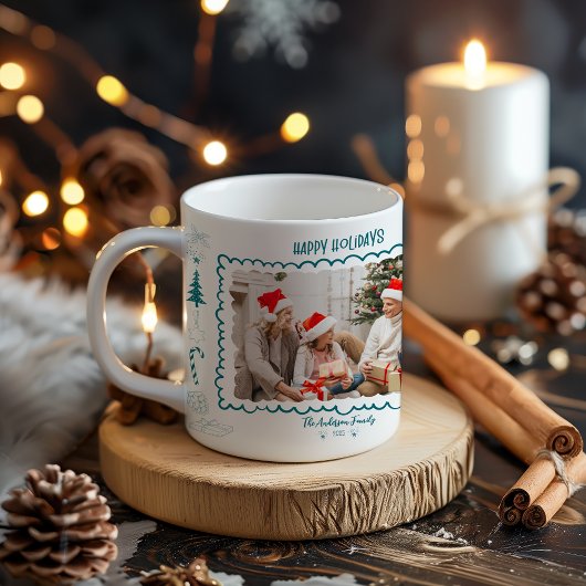 Photo Whimsical Quirky Doodle Holiday Kaffeetasse