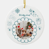 Photo Whimsical Quirky Doodle Holiday Keramik Ornament (Vorne)