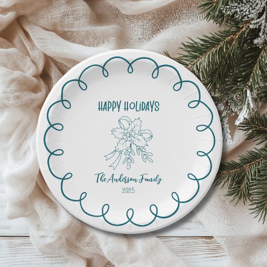 Photo Whimsical Quirky Doodle Holiday Pappteller