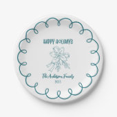 Photo Whimsical Quirky Doodle Holiday Pappteller (Vorderseite)