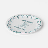 Photo Whimsical Quirky Doodle Holiday Pappteller (Schrägansicht)