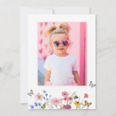 Photo Wildflower Young Wild Three 3rd Birthday Einladung (Rückseite)