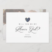 Photo Will You Be My flower Girl Navy Heart (Vorne/Hinten)