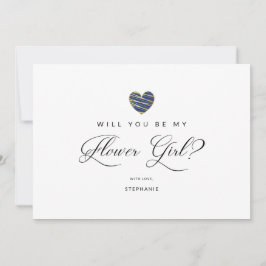 Photo Will You Be My flower Girl Navy Heart