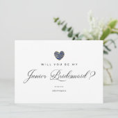 Photo Will You Be My Junior Bridesmaid Navy Heart (Stehend Vorderseite)