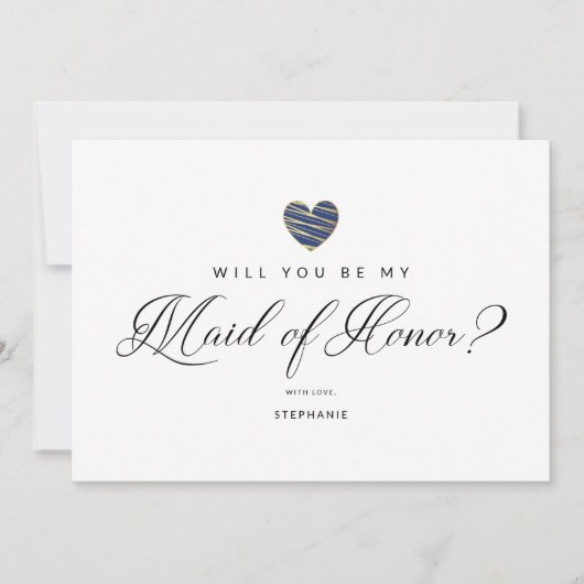 Photo Will You Be My Maid of Honor Navy Heart (Vorderseite)