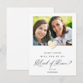 Photo Will You Be My Maid of Honor White Heart Postkarte (Vorne/Hinten)