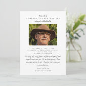  Photo with Message Celebration of Life Einladung (Stehend Vorderseite)