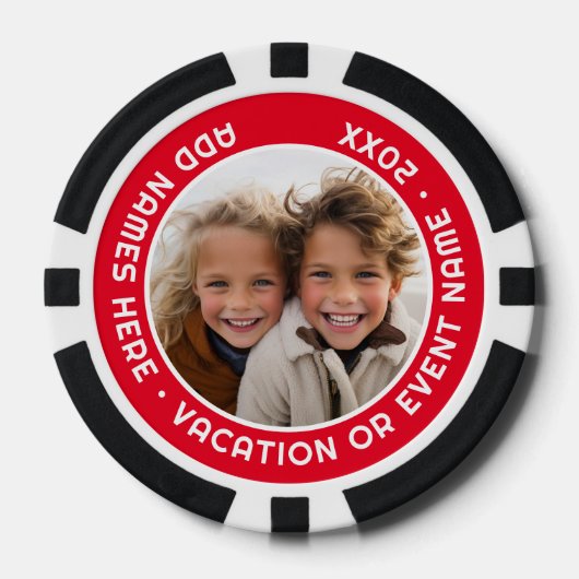Photo with Red Border and Custom Text Pokerchips (Vorderseite)