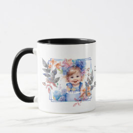 Photo with square flower frame tasse