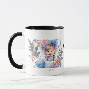 Photo with square flower frame tasse