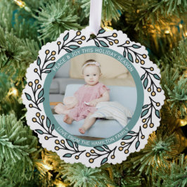 Photo Wreath Framed Personalized Christmas Ornament Karte