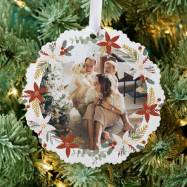 Photo Wreath Framed Personalized Christmas Ornament Karte