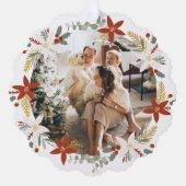 Photo Wreath Framed Personalized Christmas Ornament Karte (Vorderseite)