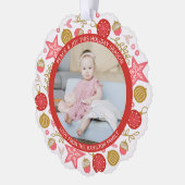 Photo Wreath Framed Personalized Christmas Ornament Karte (Links)