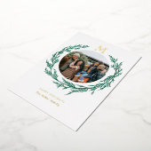 Photo Wreath Monogram  Folien Feiertagskarte (Gedreht)