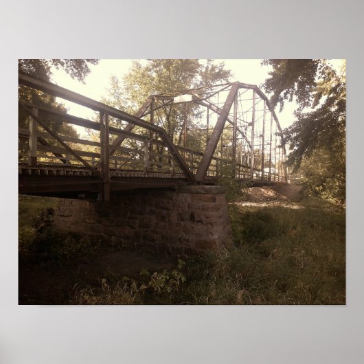 Photograph of an old, rusty iron truss bridge poster (Vorne)