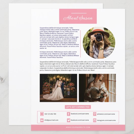 Photographer About Me Page Template  (Vorne/Hinten)