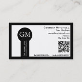 Photographer camera and QR code black and white Visitenkarte (Rückseite)