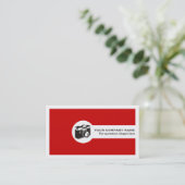 Photographer camera and QR code red Visitenkarte (Stehend Vorderseite)