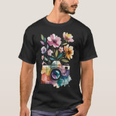 Photographer Camera Photography With Floral Waterc T-Shirt (Vorderseite)