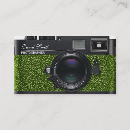 Photographer light Green Camera Business card Visitenkarte (Vorderseite)