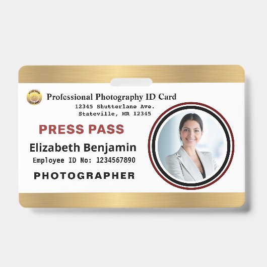 Photographer Media Employee Press Pass ID Card Ausweis (Vorderseite)