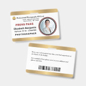 Photographer Media Employee Press Pass ID Card Ausweis (Vorder- & Rückseite)