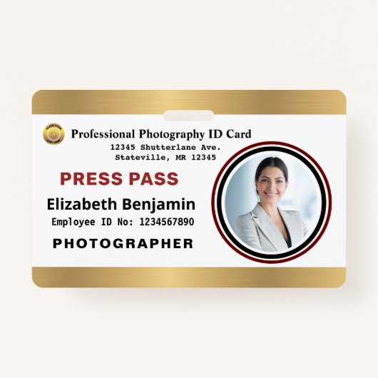 Photographer Media Employee Press Pass ID Card Ausweis (Vorderseite)