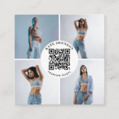 Photographer Model Photos QR Code Social Media Quadratische Visitenkarte (Vorderseite)