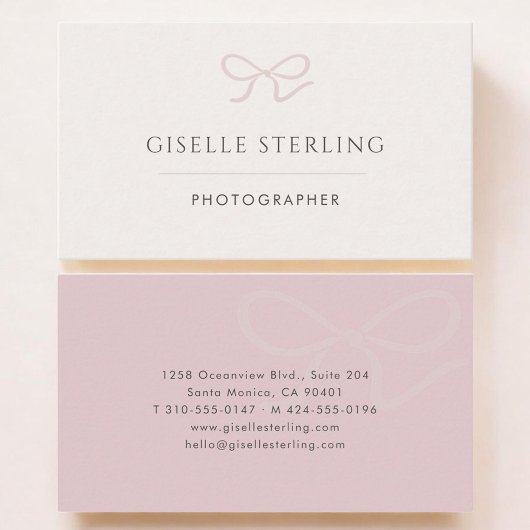 Photographer Pink Bow Visitenkarte