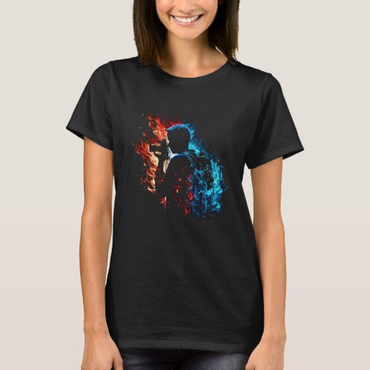 Photographer With Reflex Camera Flames Photography T-Shirt (Vorderseite)