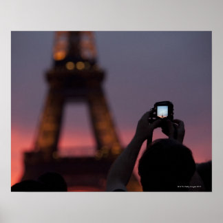 Photographing the Eiffel Tower with a smartphone Poster