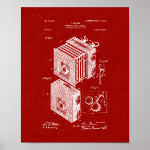 Photographische Kamera-Patent - Burgunder-Rot Poster