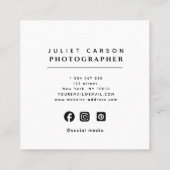 Photography Calligraphy Script Circle Photo Quadratische Visitenkarte (Rückseite)