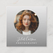 Photography Calligraphy Script Circle Photo Quadratische Visitenkarte (Vorderseite)