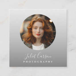 Photography Calligraphy Script Circle Photo   Quadratische Visitenkarte