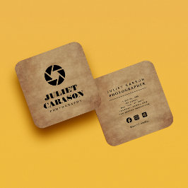 Photography Camera Lens Logo bold Typography  Quadratische Visitenkarte