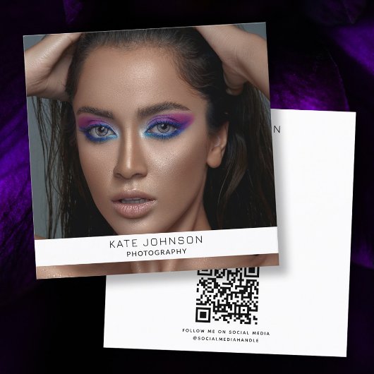 Photography Modern Photo QR Code Photographer Quadratische Visitenkarte