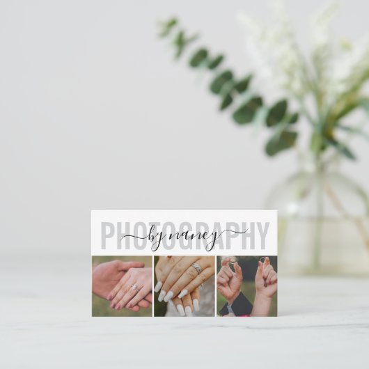 Photography Script Photo Qr Code Logo Visitenkarte (Stehend Vorderseite)