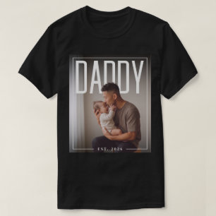 PhotoPop Daddy Est Custom Jahr Foto T-Shirt