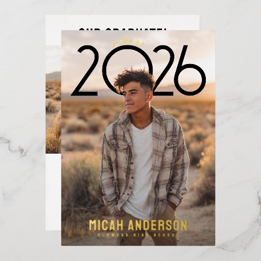 PhotoPop Modern Graduation  Folieneinladung (Vorderseite/Rückseite)