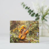 Photorealistic Bumblebee Playing Double Bass  Postkarte (Stehend Vorderseite)