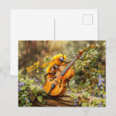 Photorealistic Bumblebee Playing Double Bass  Postkarte (Vorne/Hinten)