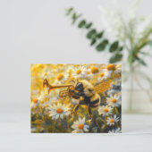 Photorealistic Bumblebee Playing Trumpet in Front  Postkarte (Stehend Vorderseite)