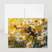 Photorealistic Bumblebee Playing Trumpet in Front  Postkarte (Vorne/Hinten)