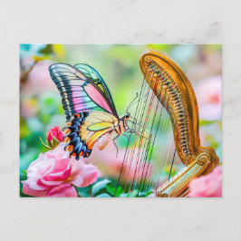 Photorealistic Swallowtail Butterfly Playing Harp  Postkarte